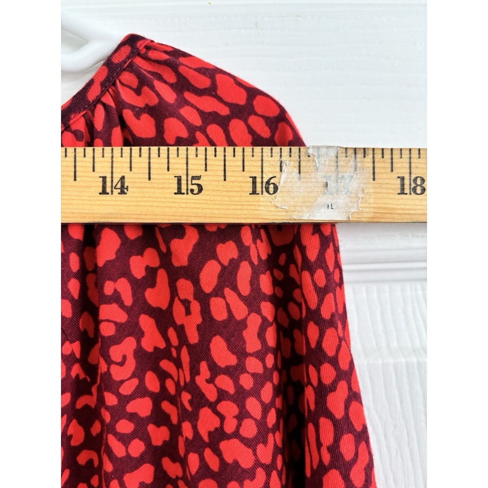 Michael kors Women's L Animal Print Top Cotton Blend 3/4 Sleeve Red Date Night - Picture 6 of 7